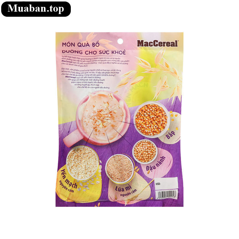 Ngũ cốc yến mạch nguyên cám MacCereal ít đường bịch 480g 4