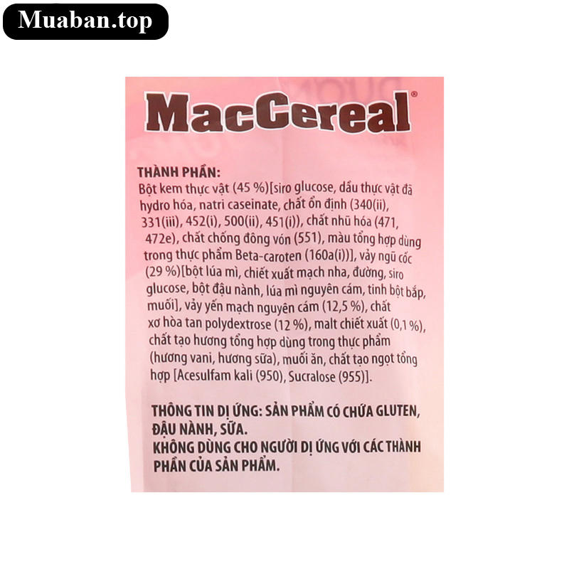 Ngũ cốc yến mạch nguyên cám MacCereal ít đường bịch 480g 7