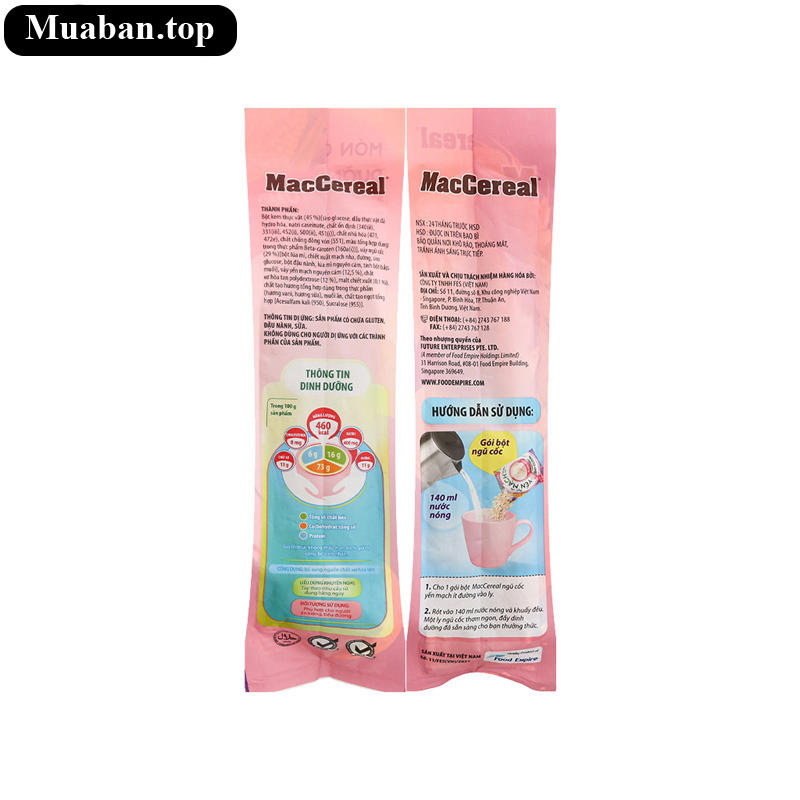 Ngũ cốc yến mạch nguyên cám MacCereal ít đường bịch 480g 9