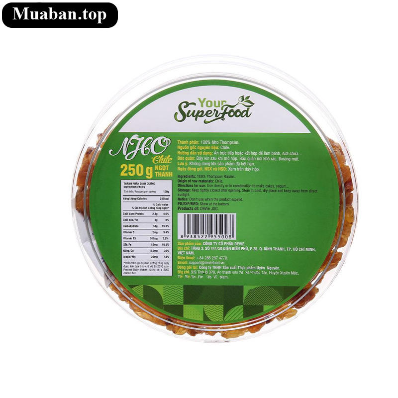 Nho Thompson Chile Your Superfood hộp 250g 2