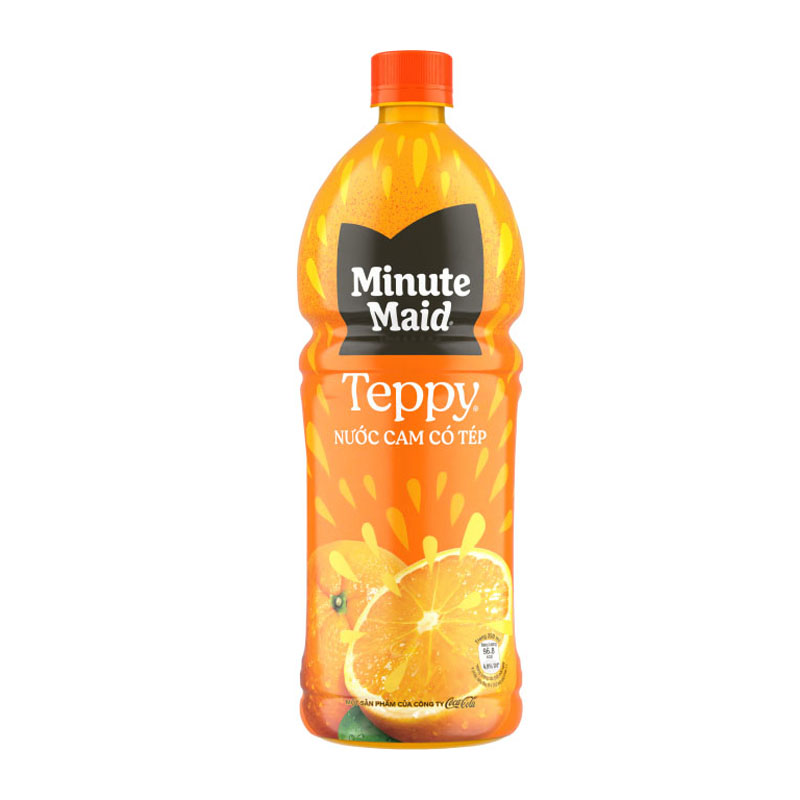 Nước cam ép có tép hiệu Teppy chai 1 lít