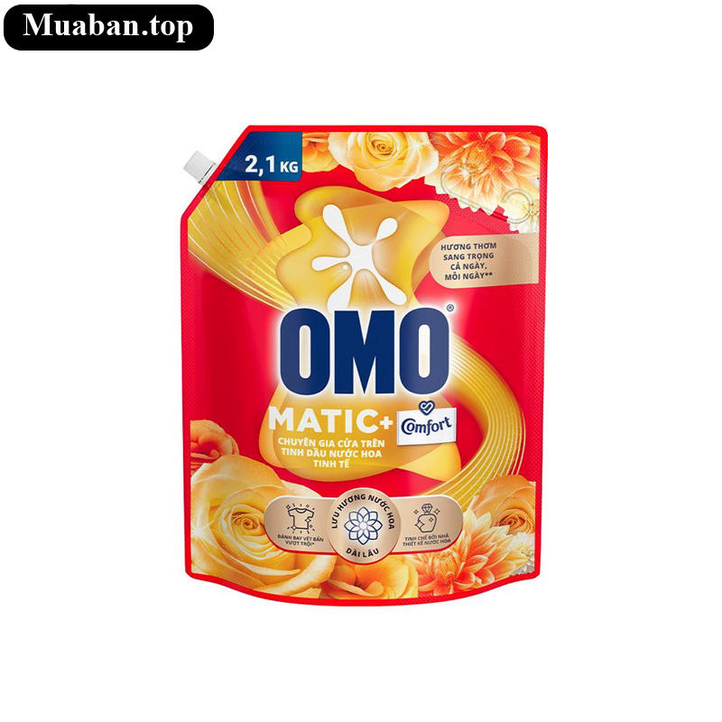 Nước giặt OMO Matic Comfort dành cho máy giặc cửa trên túi 2.1kg Nước giặt OMO Matic Comfort dành cho máy giặc cửa trên túi 2.1kg