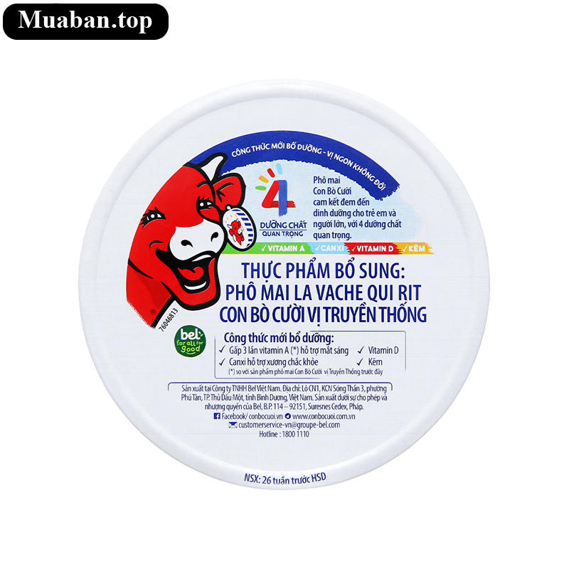 Phô mai vị truyền thống Con Bò Cười hộp 224g 16 miếng 3