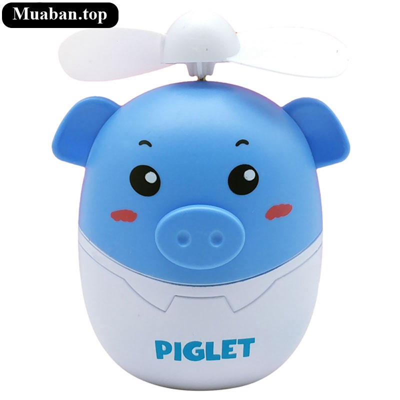 Quạt Cầm Tay Hình Heo Cute Màu Xanh Dương