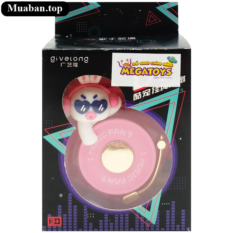 Quạt Đeo Cổ Mini Givelong GL120123 DJ Music Màu Hồng 2