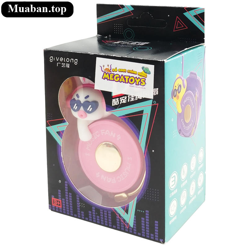 Quạt Đeo Cổ Mini Givelong GL120123 DJ Music Màu Hồng 3