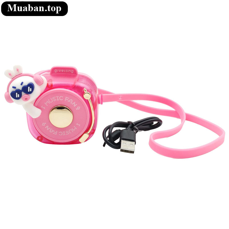 Quạt Đeo Cổ Mini Givelong GL120123 DJ Music Màu Hồng 5