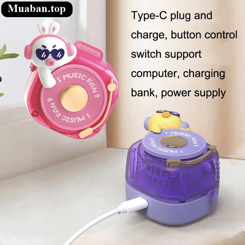 Quạt Đeo Cổ Mini Givelong GL120123 DJ Music Màu Hồng 8