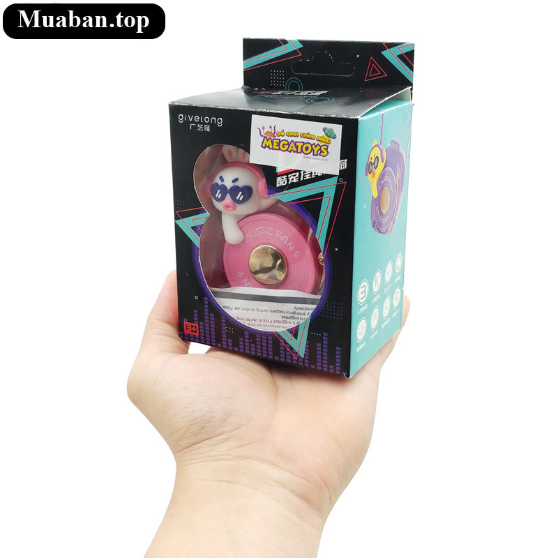 Quạt Đeo Cổ Mini Givelong GL120123 DJ Music Màu Hồng 9