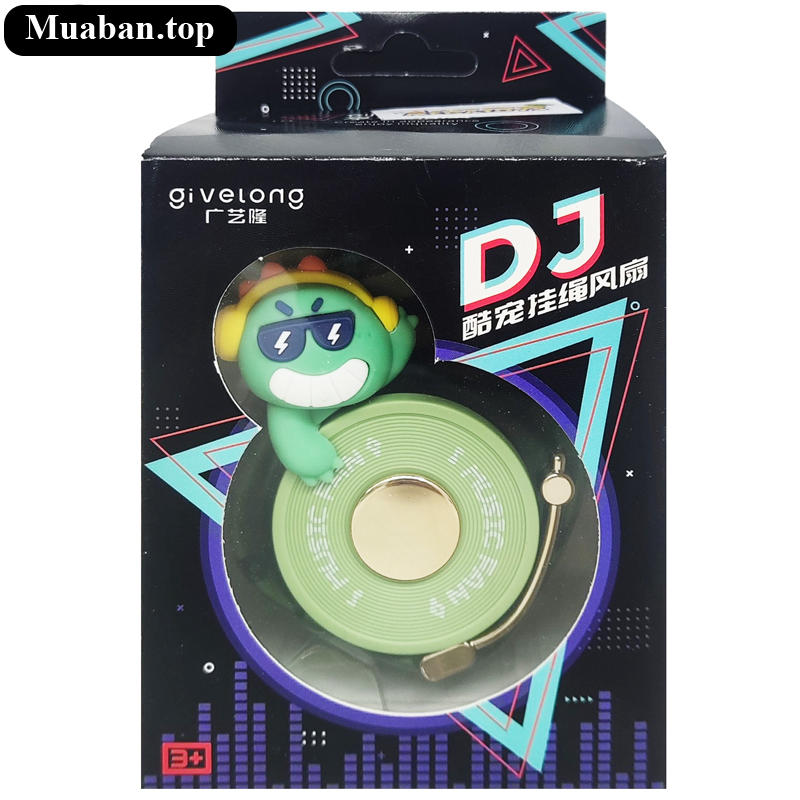 Quạt Đeo Cổ Mini Givelong GL120123 DJ Music Xanh Lá 2