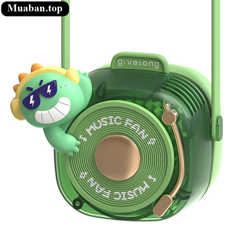 Quạt Đeo Cổ Mini Givelong GL120123 DJ Music Xanh Lá 5