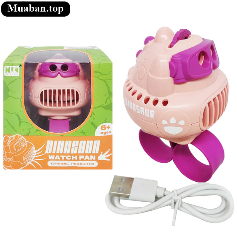 Quạt Đeo Tay Mini Halo Cool MD6661A Khủng Long Màu Hồng