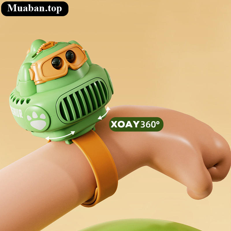 Quạt Đeo Tay Mini Halo Cool MT638385 Khủng Long Xanh Lá 7