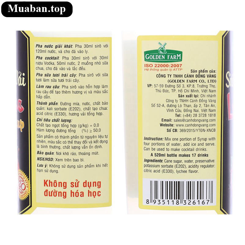 Sirô Vải Golden Farm 520ml 4