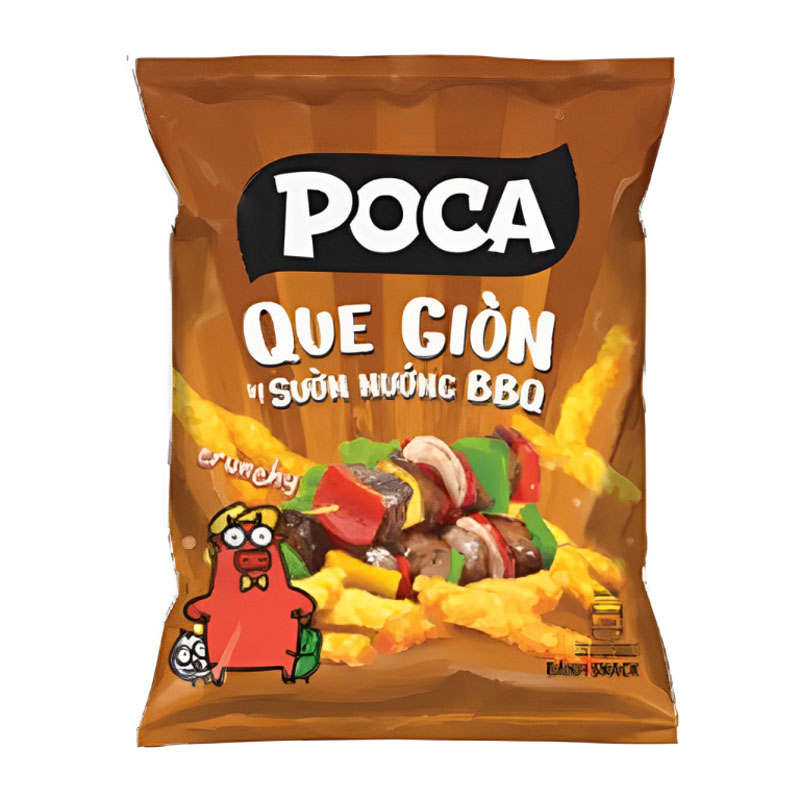 Snack que giòn vị sườn nướng BBQ Poca gói 30g Snack que giòn vị sườn nướng BBQ Poca gói 30g