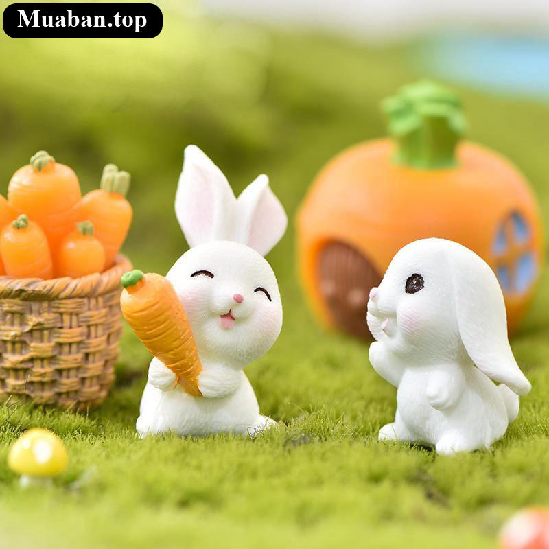 Thiên đường thỏ và cà rốt tiểu cảnh bằng gốm Thiên đường thỏ và cà rốt tiểu cảnh bằng gốm