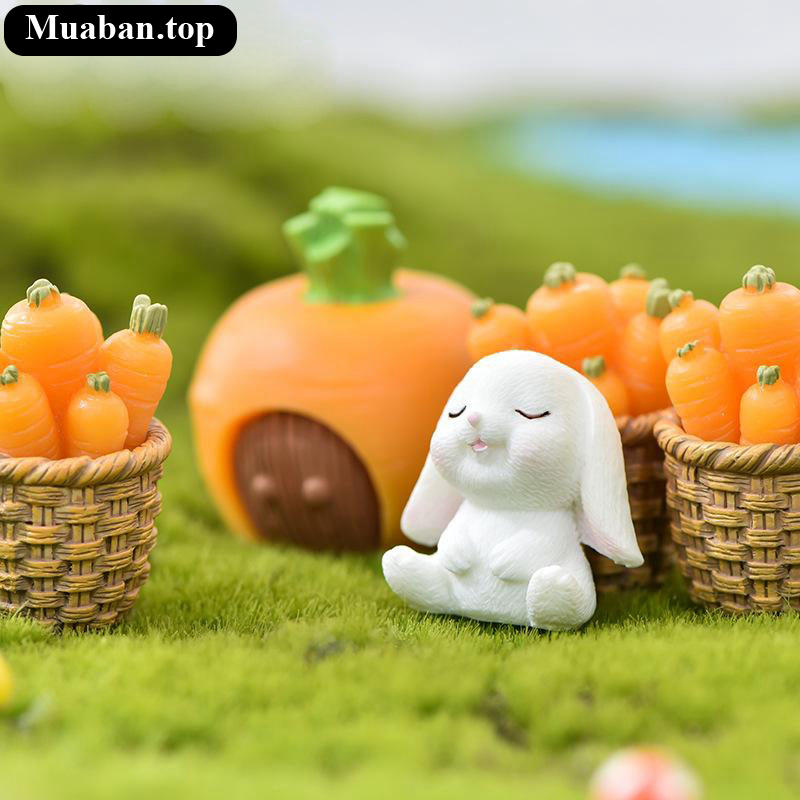 Thiên đường thỏ và cà rốt tiểu cảnh bằng gốm 3