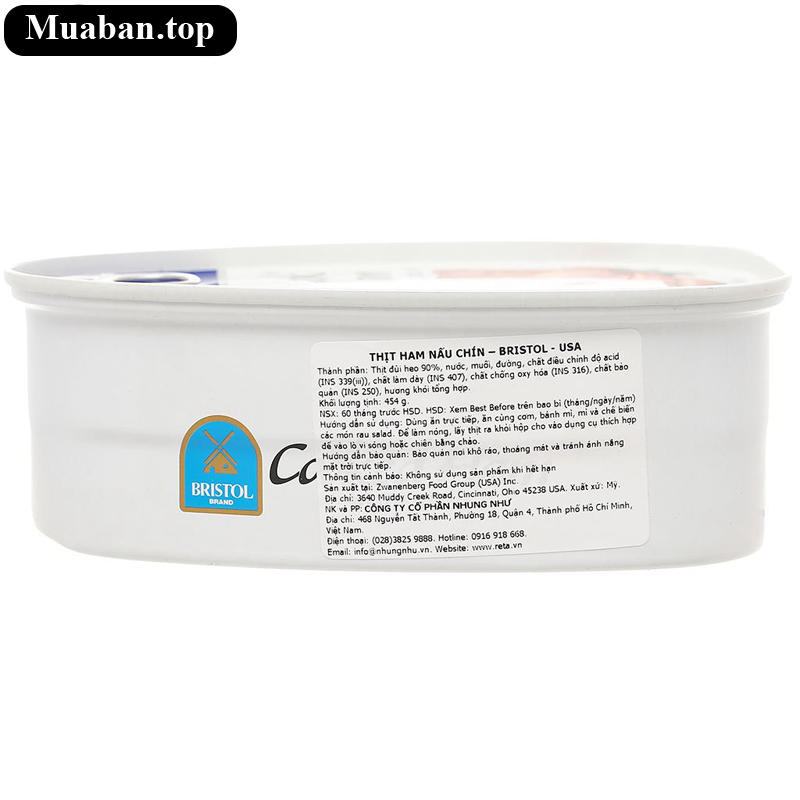Thịt ham nấu chín USA Bristol 454g 4