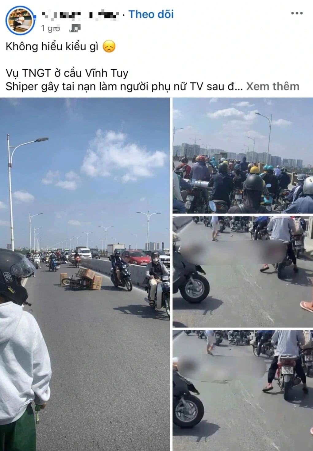 Thực hư vụ shipper nhảy cầu Vĩnh Tuy sau tai nạn