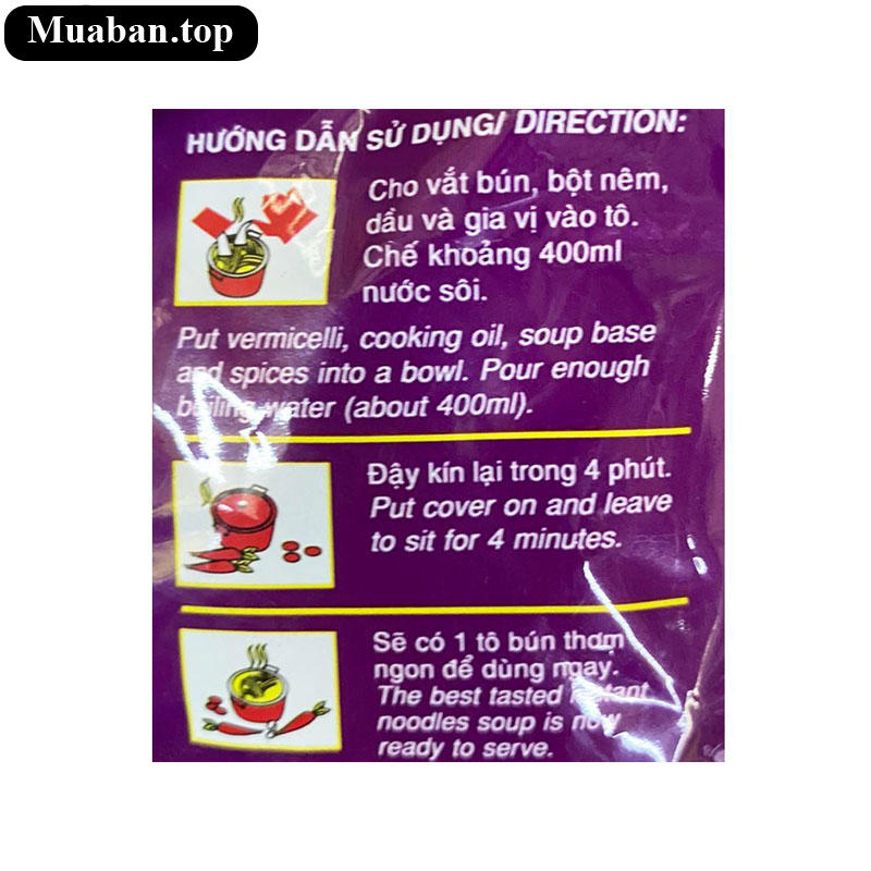 Thùng 30 gói bún bò huế Vina Bích Chi 70g 5