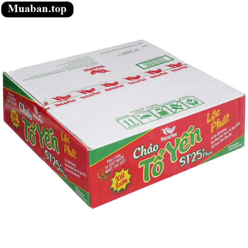 Thùng 30 gói cháo tổ yến st25 plus Yến Lộc Phát xốt sườn 60g