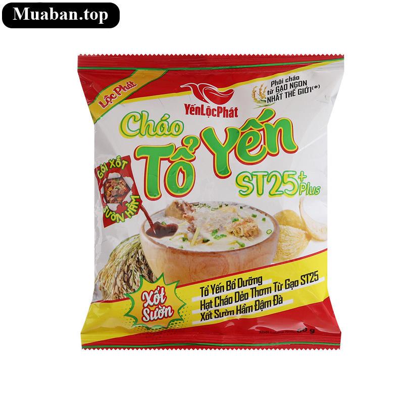 Thùng 30 gói cháo tổ yến st25 plus Yến Lộc Phát xốt sườn 60g 2