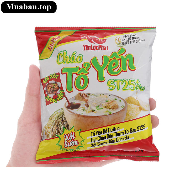 Thùng 30 gói cháo tổ yến st25 plus Yến Lộc Phát xốt sườn 60g 6