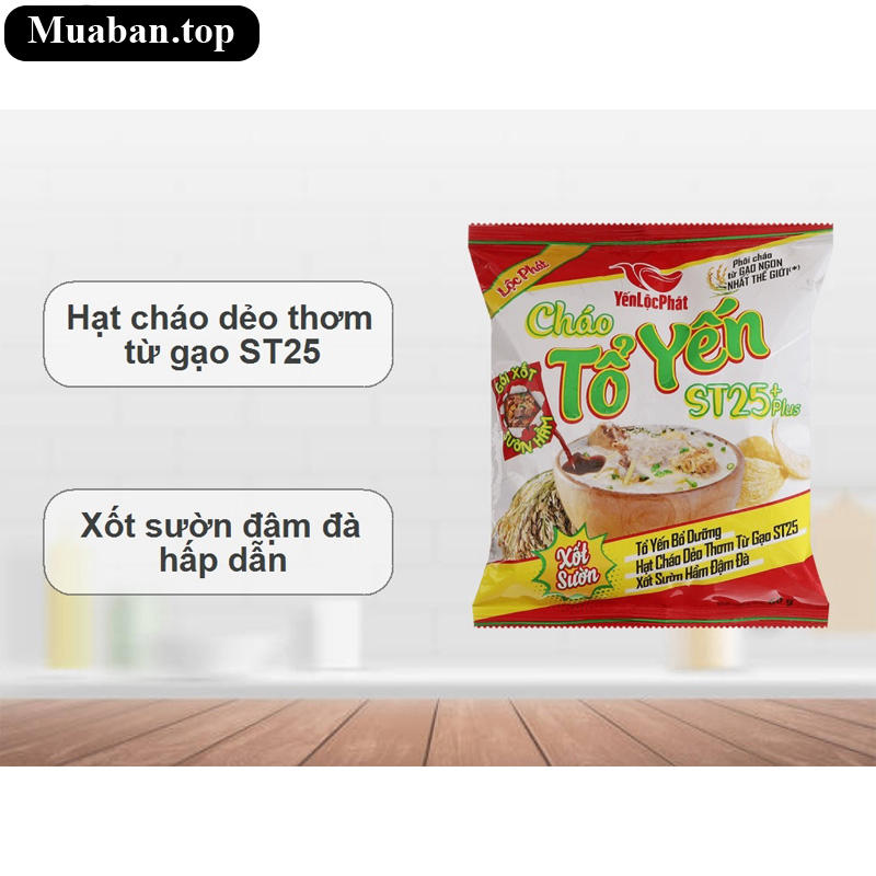 Thùng 30 gói cháo tổ yến st25 plus Yến Lộc Phát xốt sườn 60g 9