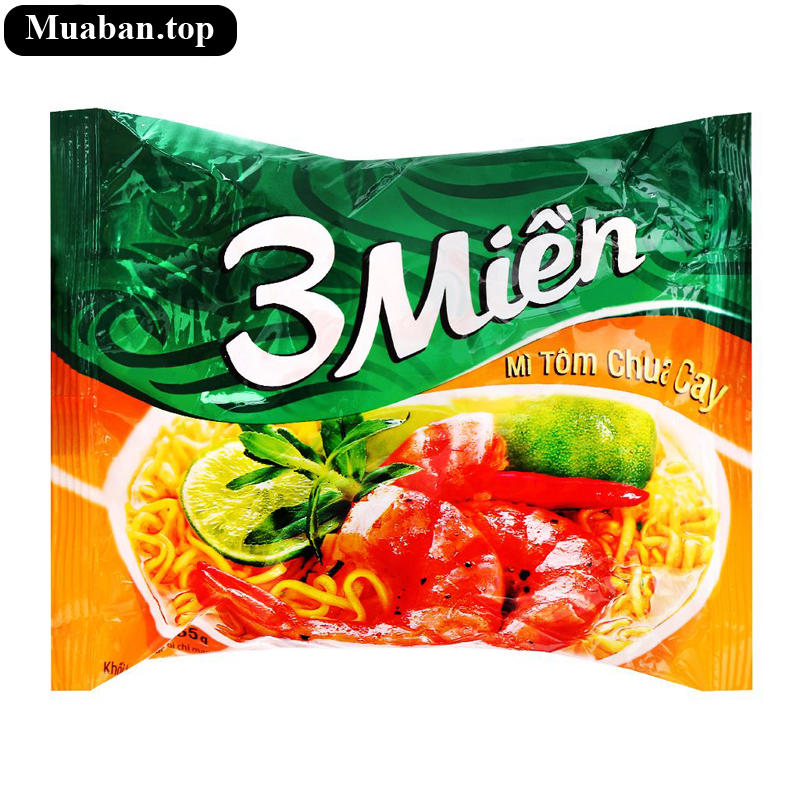 Thùng 30 gói mì 3 Miền tôm chua cay 65g 3