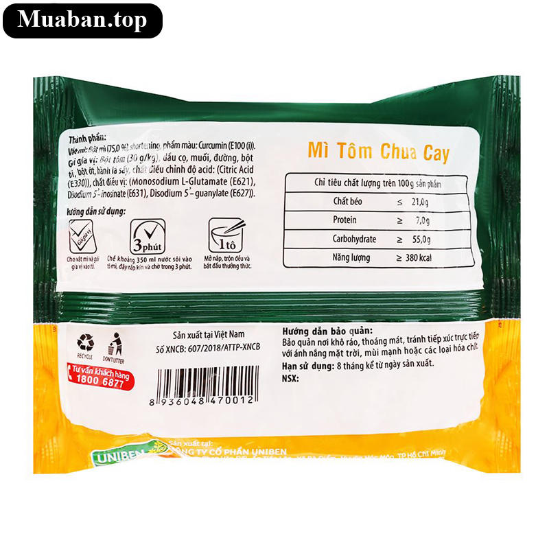 Thùng 30 gói mì 3 Miền tôm chua cay 65g 4