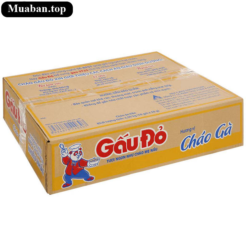 Thùng 50 gói cháo gà Gấu Đỏ 50g