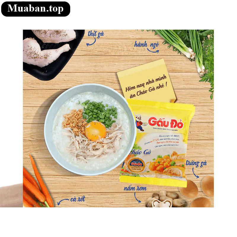 Thùng 50 gói cháo gà Gấu Đỏ 50g 2