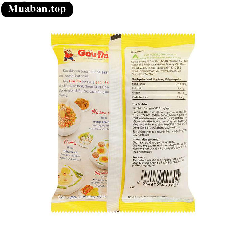 Thùng 50 gói cháo gà Gấu Đỏ 50g 4