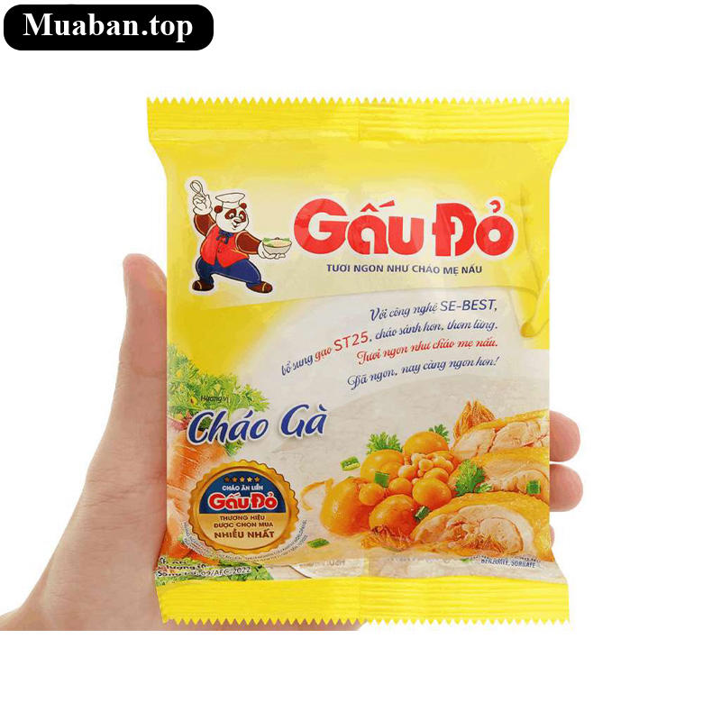 Thùng 50 gói cháo gà Gấu Đỏ 50g 6