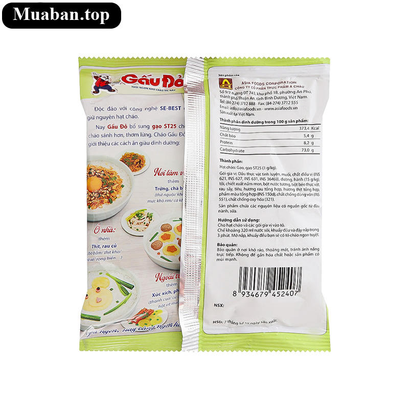 Thùng 50 gói cháo thịt bằm Gấu Đỏ 50g 3