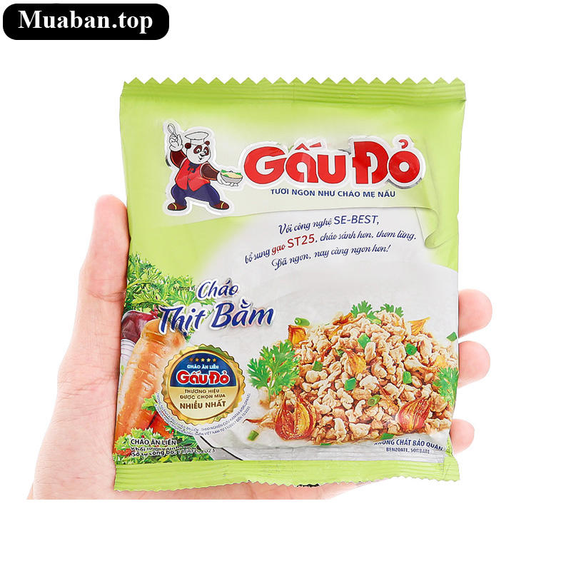 Thùng 50 gói cháo thịt bằm Gấu Đỏ 50g 5