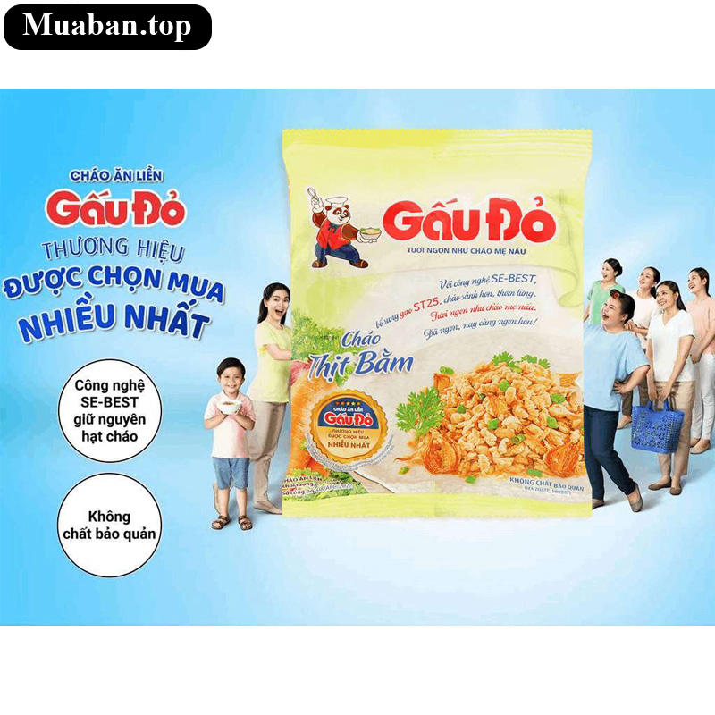 Thùng 50 gói cháo thịt bằm Gấu Đỏ 50g 8