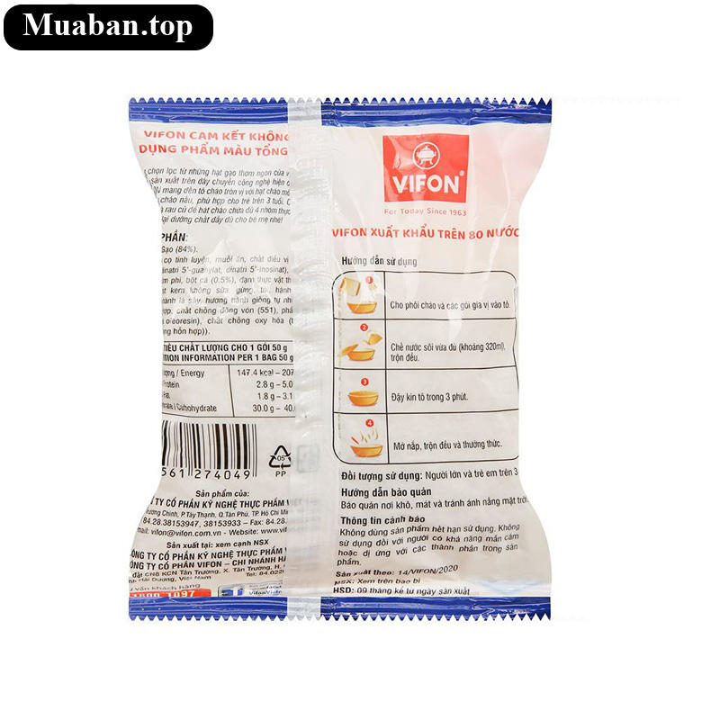 Thùng 50 gói cháo Vifon vị cá 50g 3