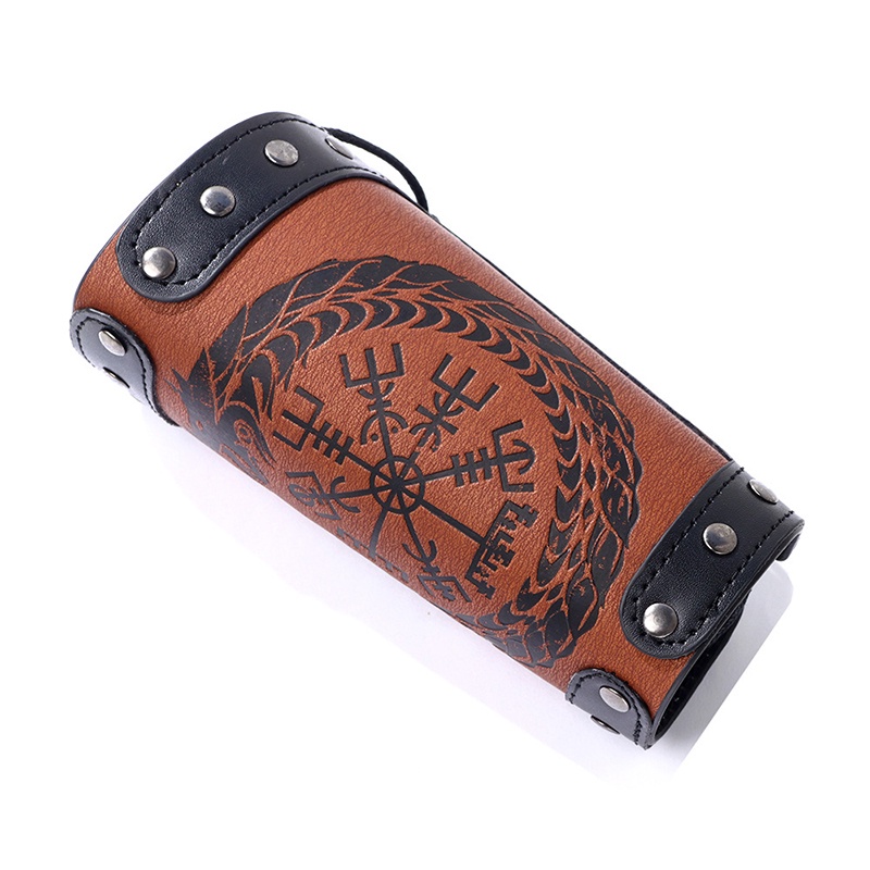 Vòng đeo tay da bản rộng phong cách Viking dành cho nam 6