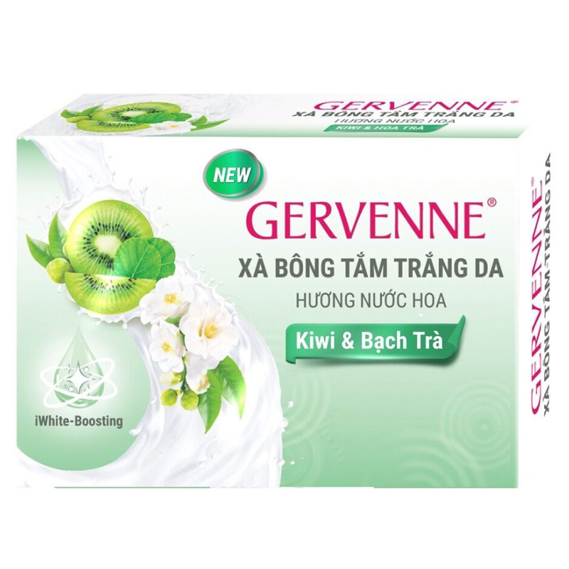 Xà bông cục Gervenne trắng da kiwi và bạch trà 90g