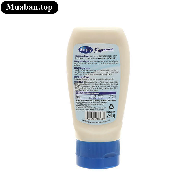 Xốt mayonnaise Simply chai 230g 2
